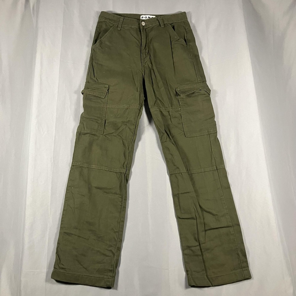 S.O.N.G. Pants Juniors 5 Green Cargo Straight Leg Cotton Twill Pockets Utility